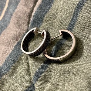 Sterling Silver Black Diamond Hoop Earrings 1/10 ct. tw